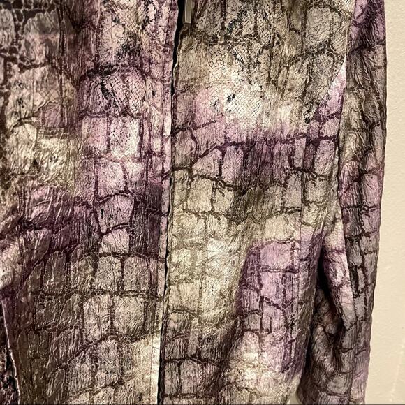 Vintage 90s Erin London Y2K Jacket Snakeskin Pattern Boxy Collared Zip Front Sm - Picture 5 of 12